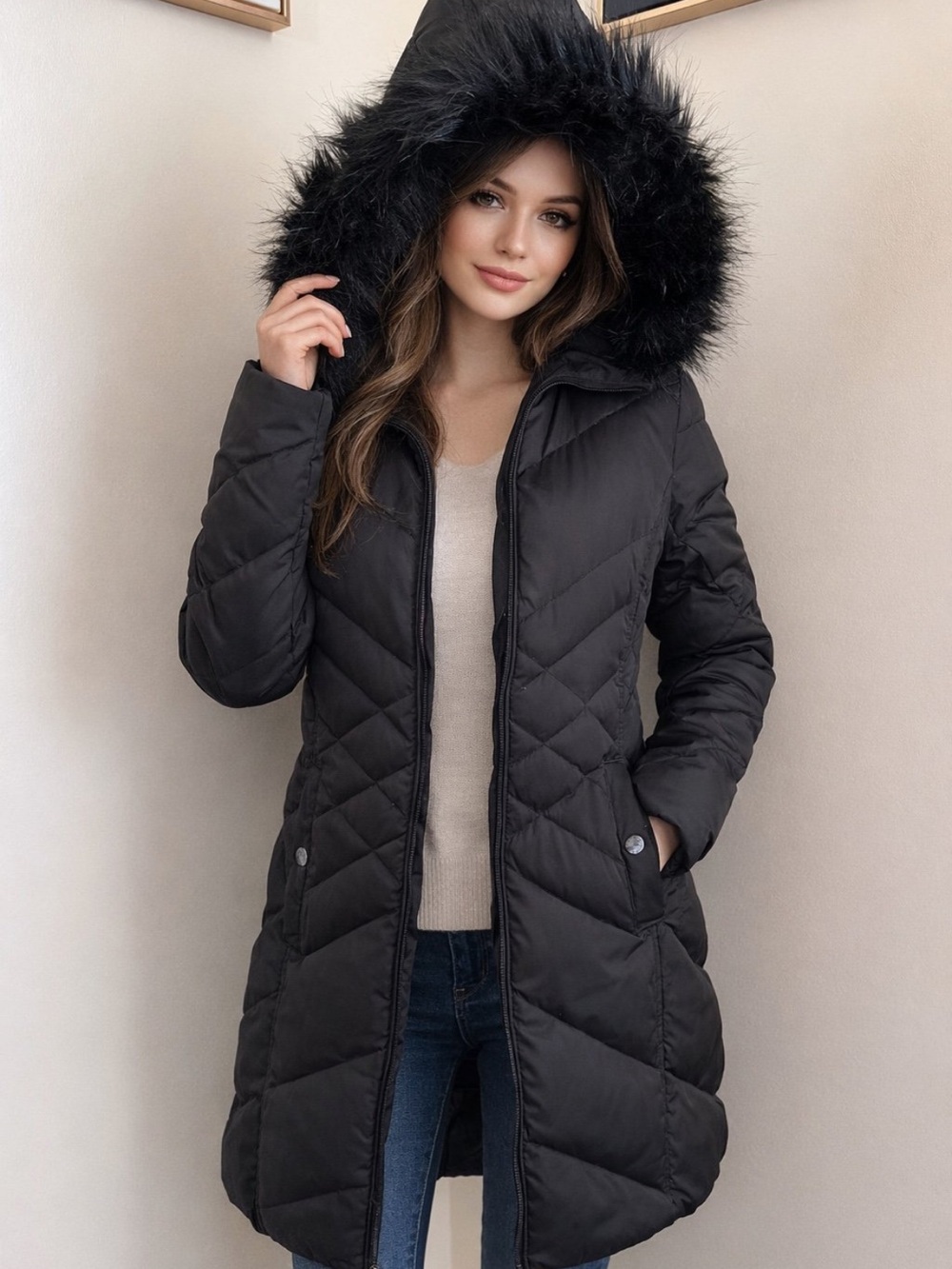 Kenneth Cole Reaction
Black Hooded Puffer
Jacket